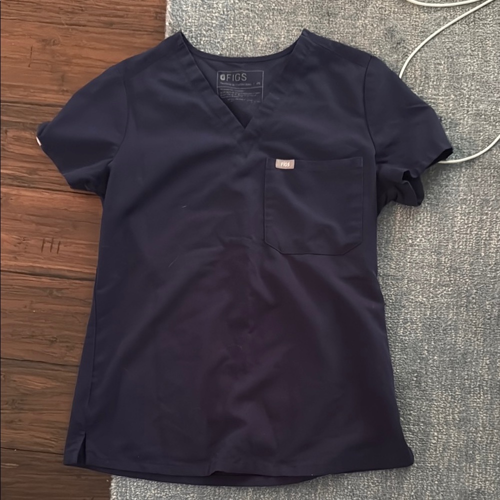 Figs Catalina Scrub Top Navy Blue Women XS